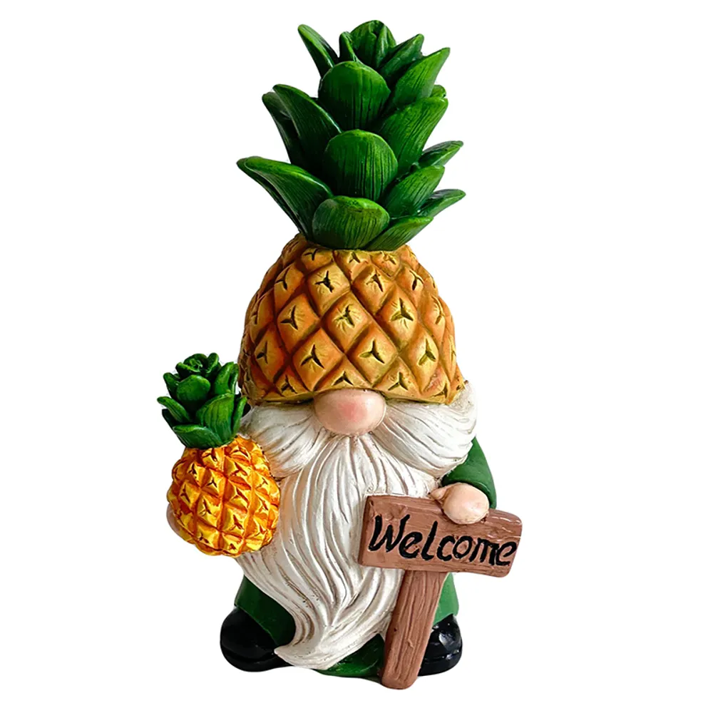 17-1/2" GNOME WEARING A PINEAPPLE HAT