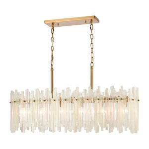Brinicle 36'' Wide 6-Light Linear Chandelier - Aged Brass 1