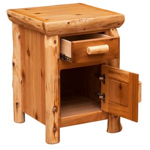 Cedar Log Enclosed Nightstand - Weathered 3