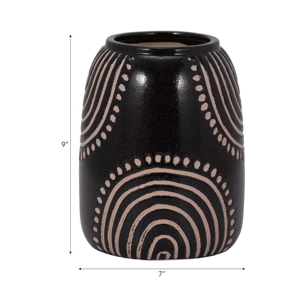 NORAMILL BLACK VASE 9 (IN)