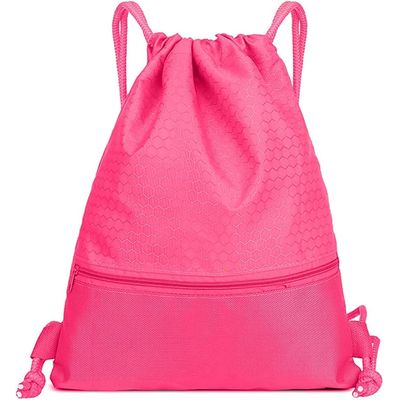HEAVY NYLON DRAWSTRING BACKPACK - CALI STRIPE PINK