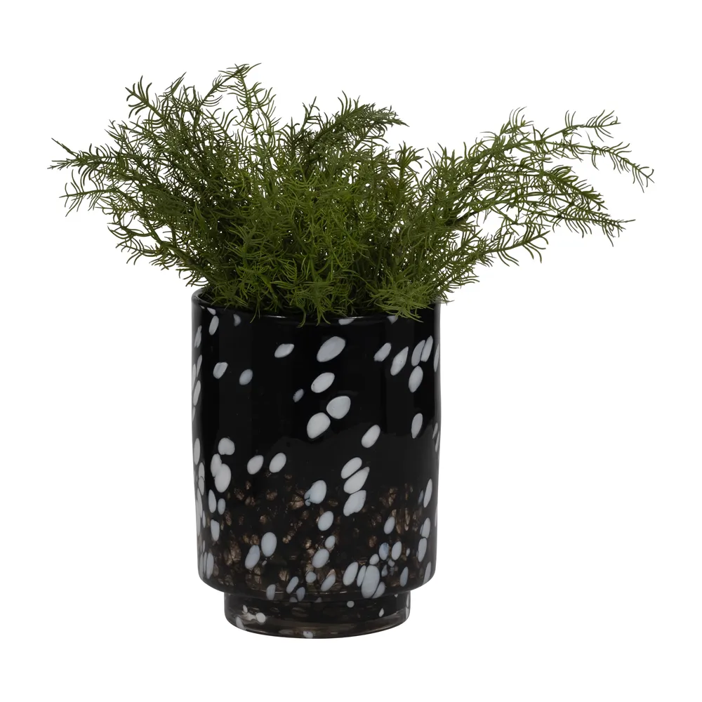 BAKERWOOD BLACK GLASS VASE 9 (IN)
