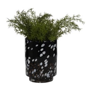 BAKERWOOD BLACK GLASS VASE 9 (IN) 3