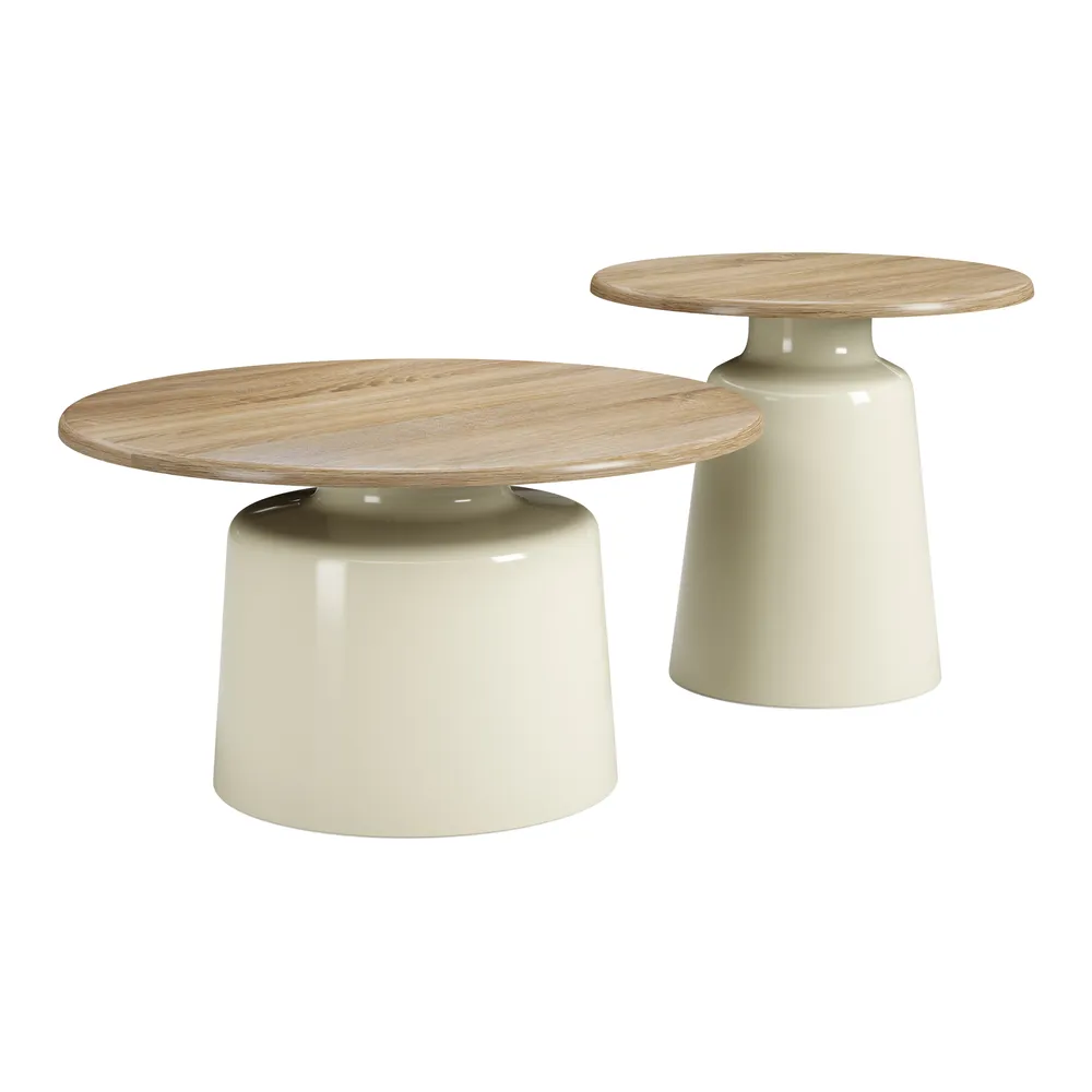Lireen Coffee Table Set Natural & Ivory