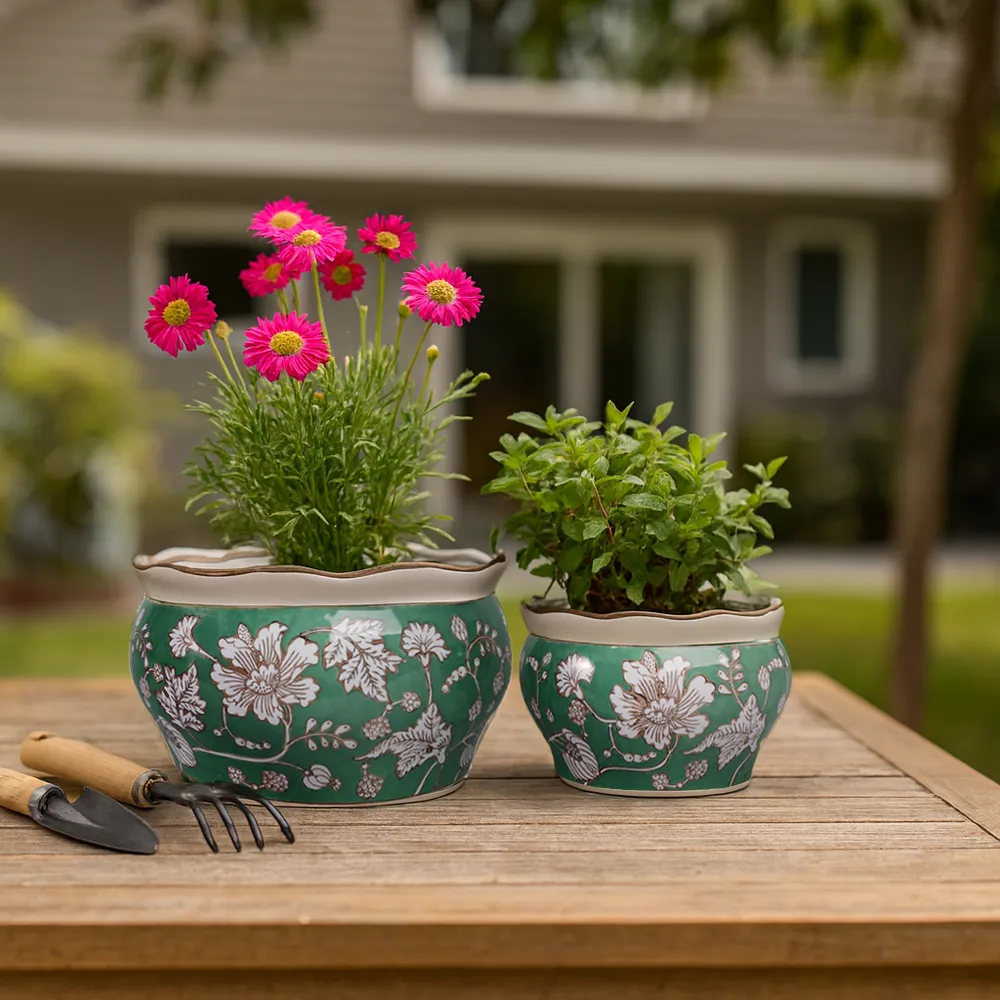 WATSONCLIFF SET OF 2 GREEN PLANTER 7 (IN)