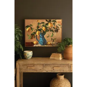 Framed Lemon Branches in a Blue Vase Painting 1