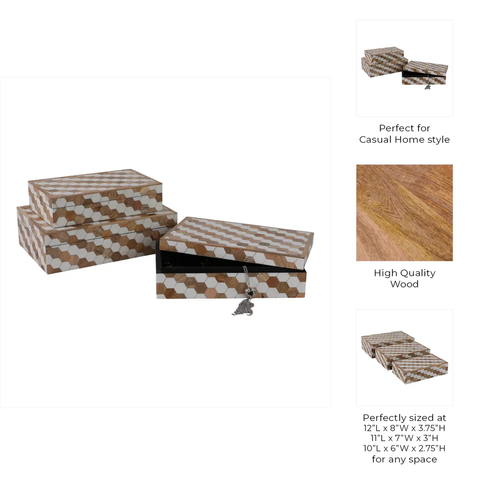 GALTONOAK SET OF 3 BROWN BOXES 4 (IN)
