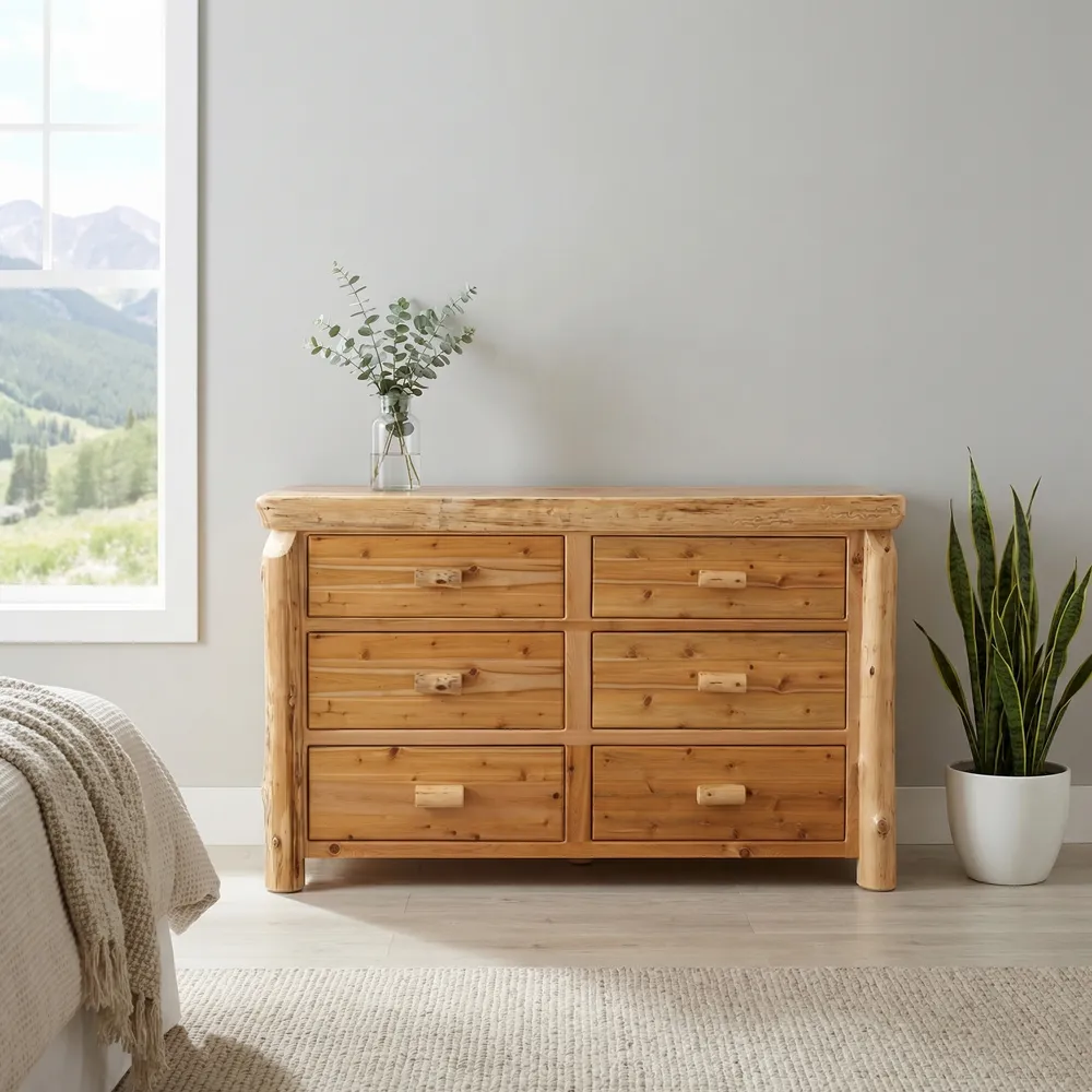 Cedar Log Six Drawer Dresser - Natural - Standard Line