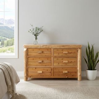 Cedar Log Six Drawer Dresser - Natural - Premium Line