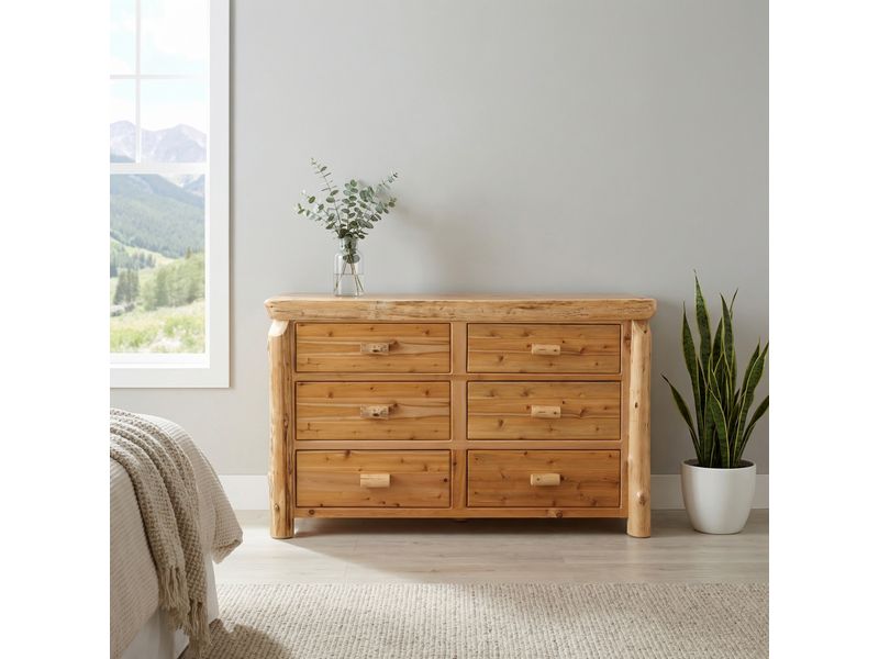 Cedar Log Six Drawer Dresser - Natural - Premium Line 1