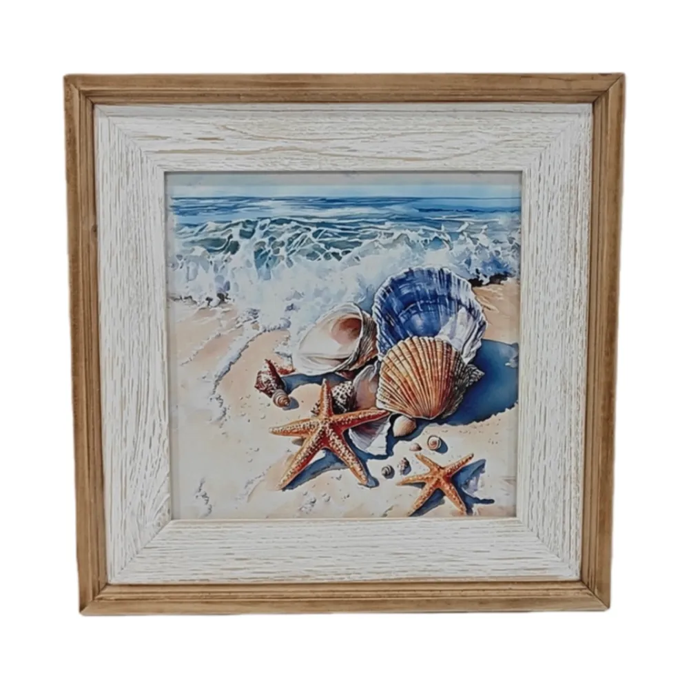 15-3/4" FRAMED SEASHELL WALL ART
