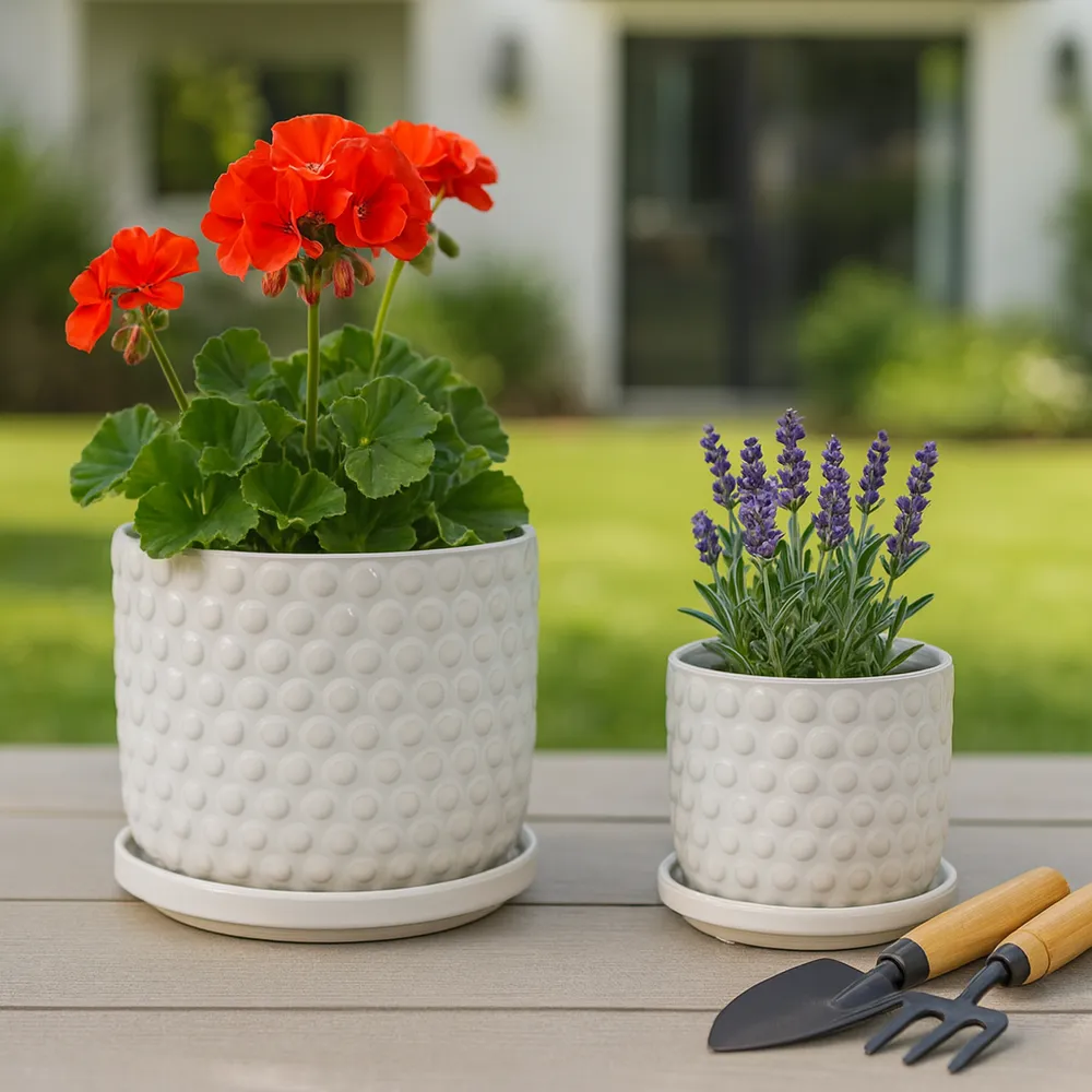 WINTONLAND SET OF 2 WHITE PLANTER 7 (IN)