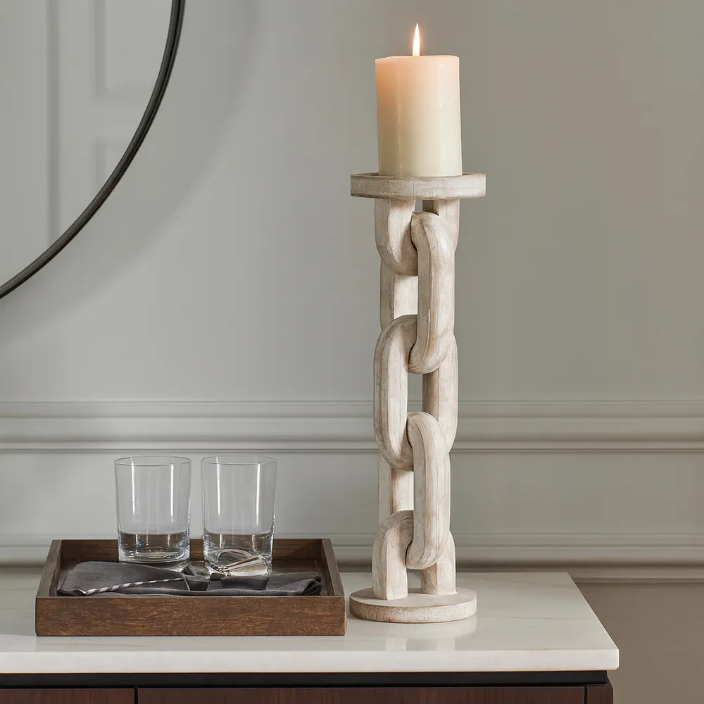 CARVERBURN WHITE CANDLE HOLDER 14 (IN)