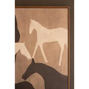 Framed Five Horses Painting 2