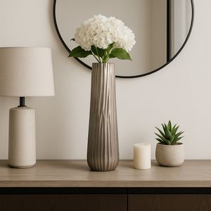 METAL, 23" JESSON LARGE SILVER VASE 10