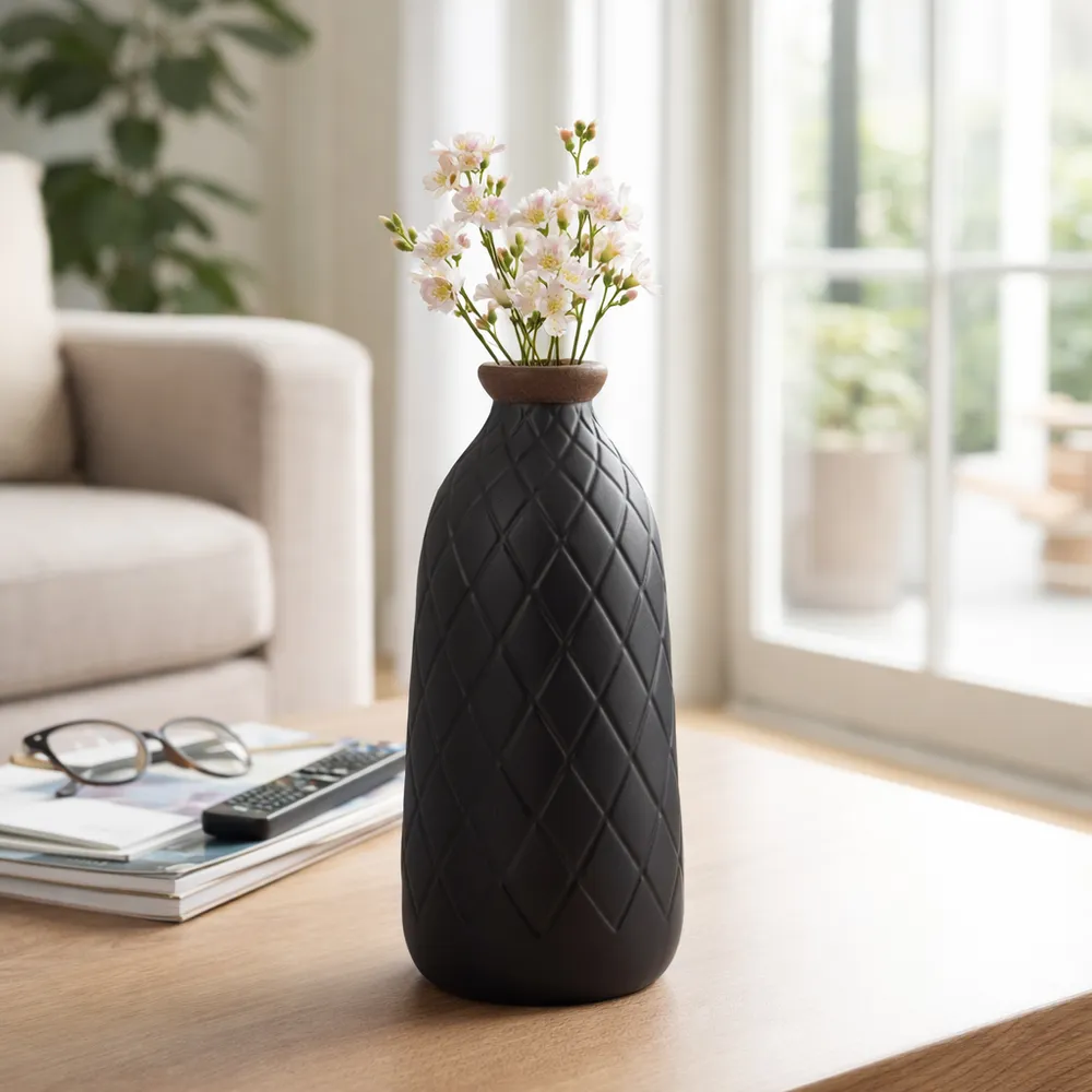 EMMONSFORD BLACK VASE 12 (IN)