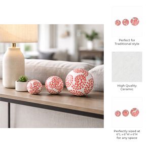ALBAMILL SET OF 3 RED ORBS 6 (IN) 8