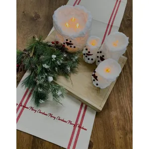 Snowman Bumpy White Moving Flame LED Candle 6in by 6in 3