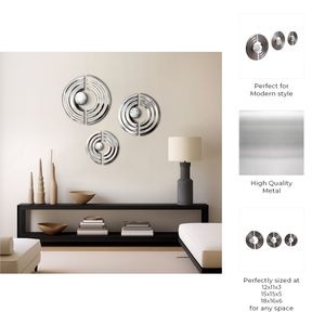 GASTONVIEW SET OF 3 SILVER METAL WALL 4 (IN) 10