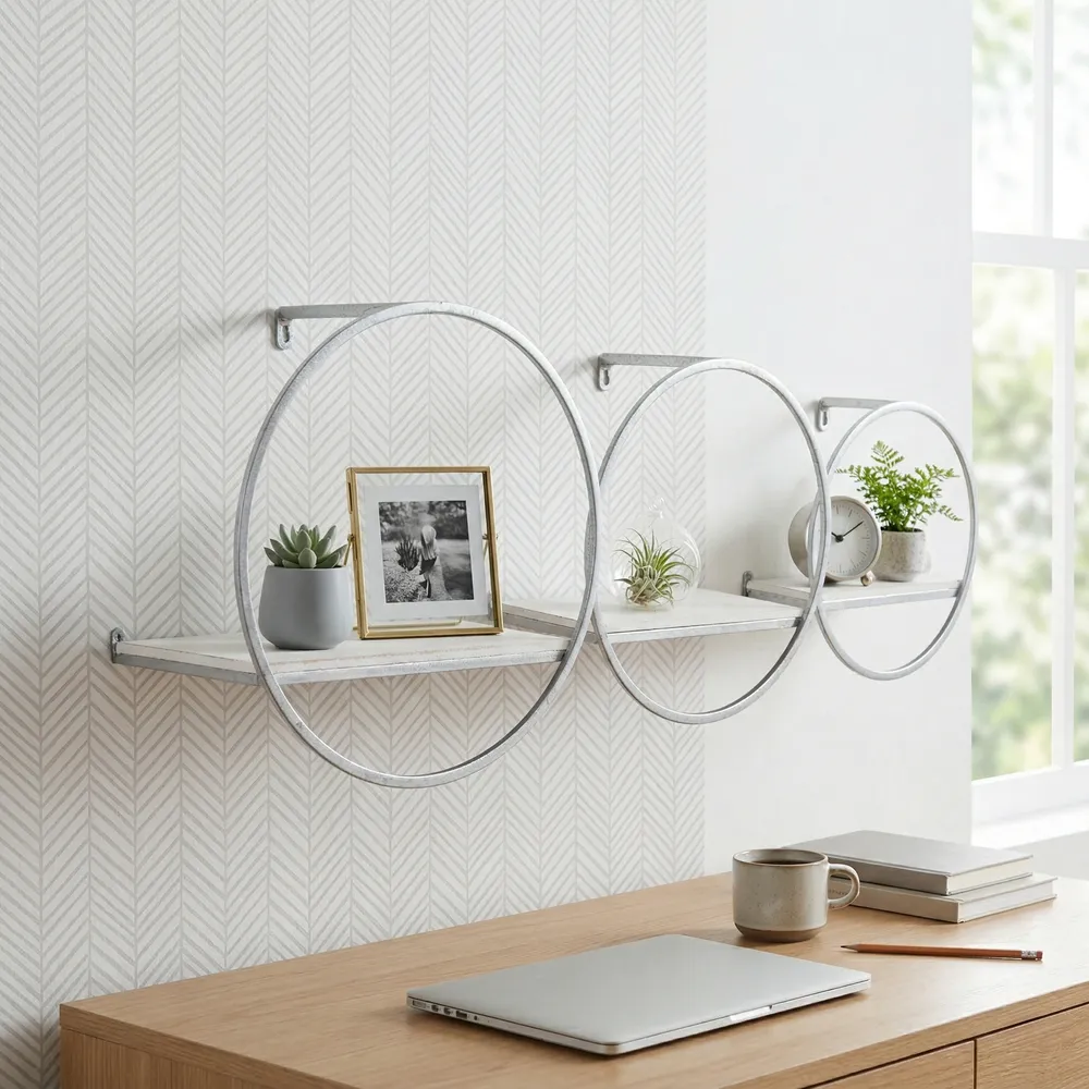 GAIGESTONE SET OF 3 SILVER WALL SHELF 8 (IN)