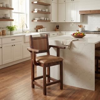 Barnwood Colonial Barstool with Arms - Premium Fabric
