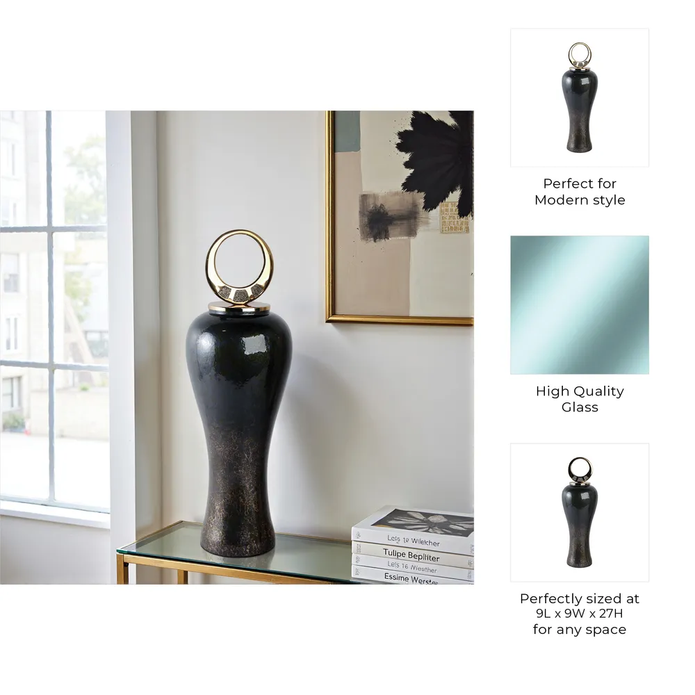 THORNTON BLACK GLASS VASE 27 (IN)