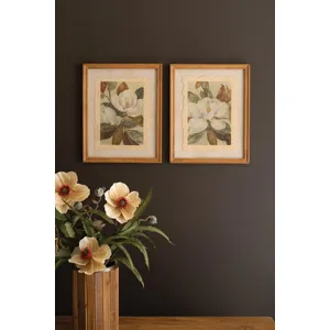 Set of 2 Framed Magnolia Prints Under Glass 1