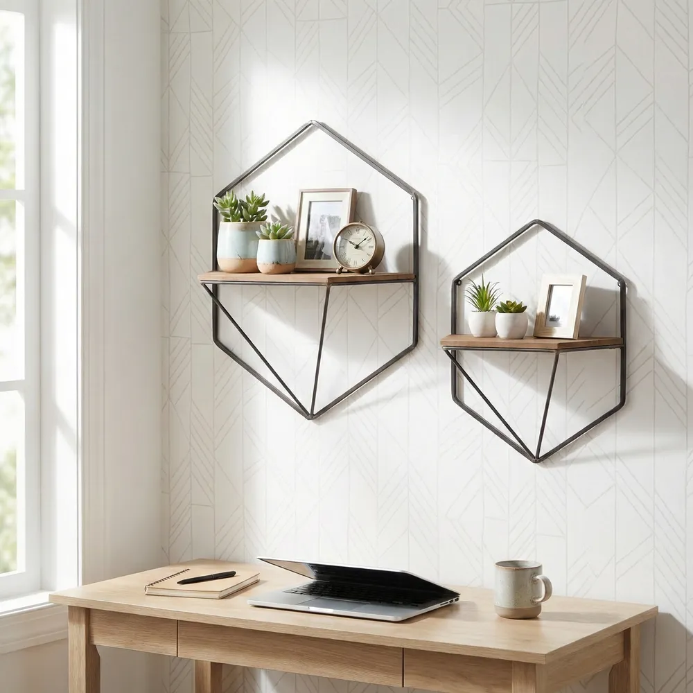 IRVINGMILL SET OF 2 BROWN WALL SHELF 17 (IN)