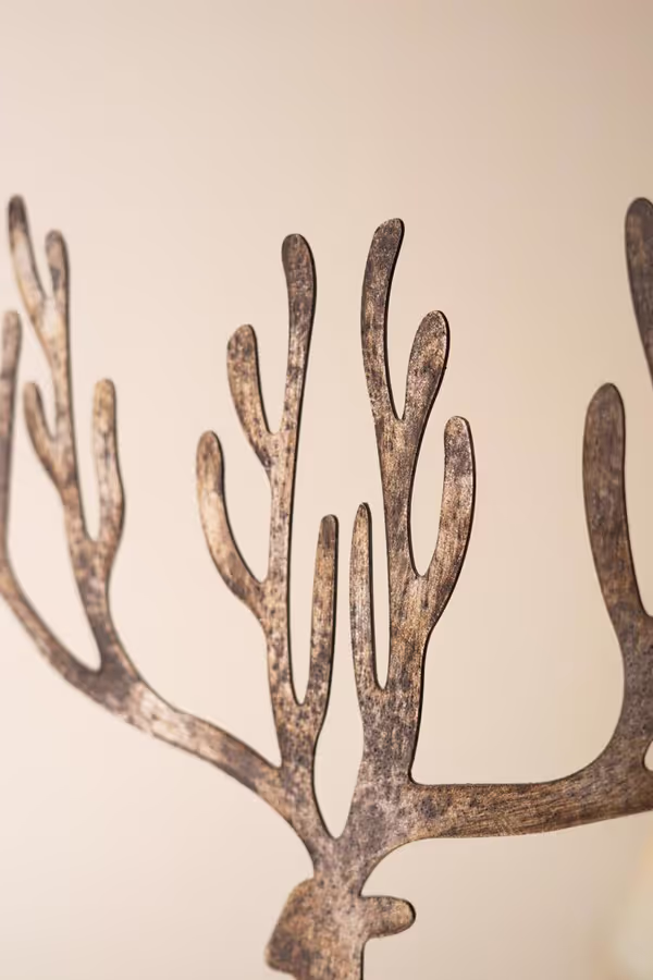 Set of 2 Rustic Metal Reindeer