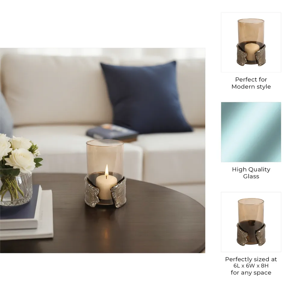 BAXTERMILL BROWN CANDLE HOLDER 8 (IN)