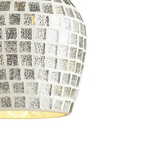 Fusion 5'' Wide 1-Light Mini Pendant - Satin Nickel with Silver Mosaic 4