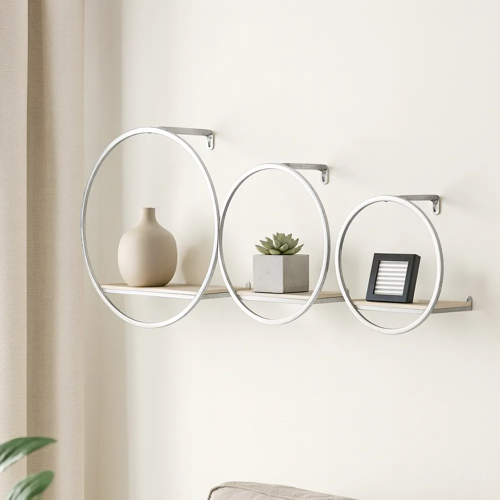 GAIGESTONE SET OF 3 SILVER WALL SHELF 8 (IN)