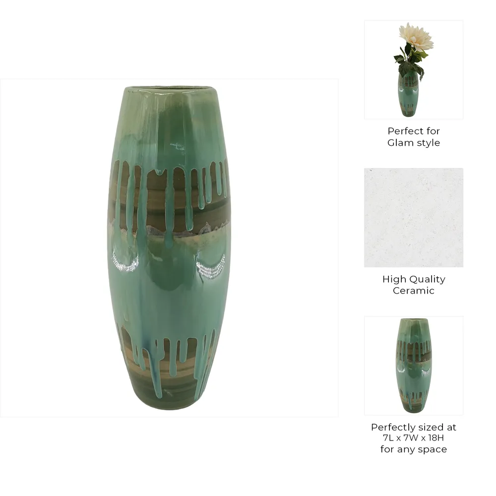 ANSELOAK GREEN VASE 18 (IN)