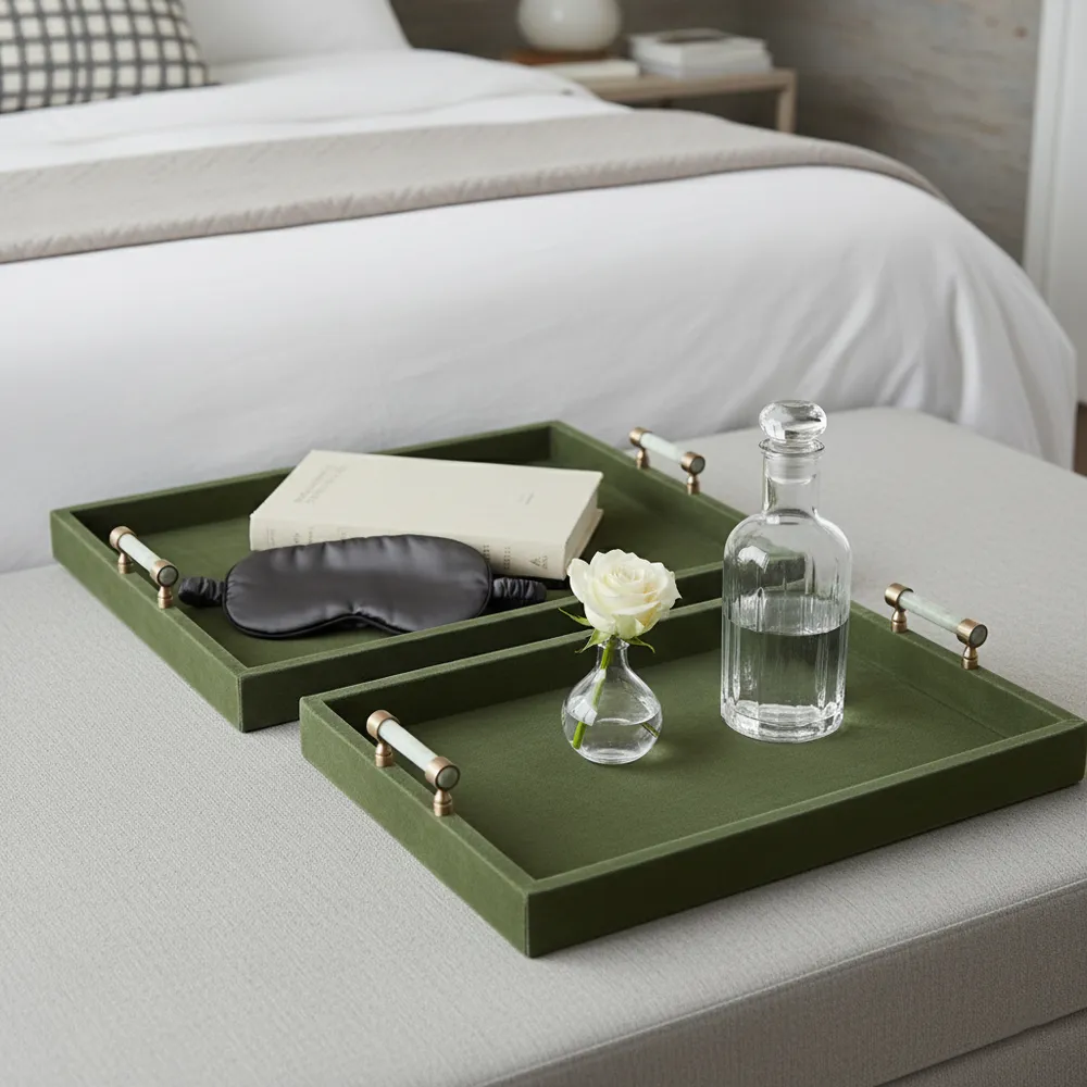 GLASTONGROVE SET OF 2 GREEN TRAY 3 (IN)