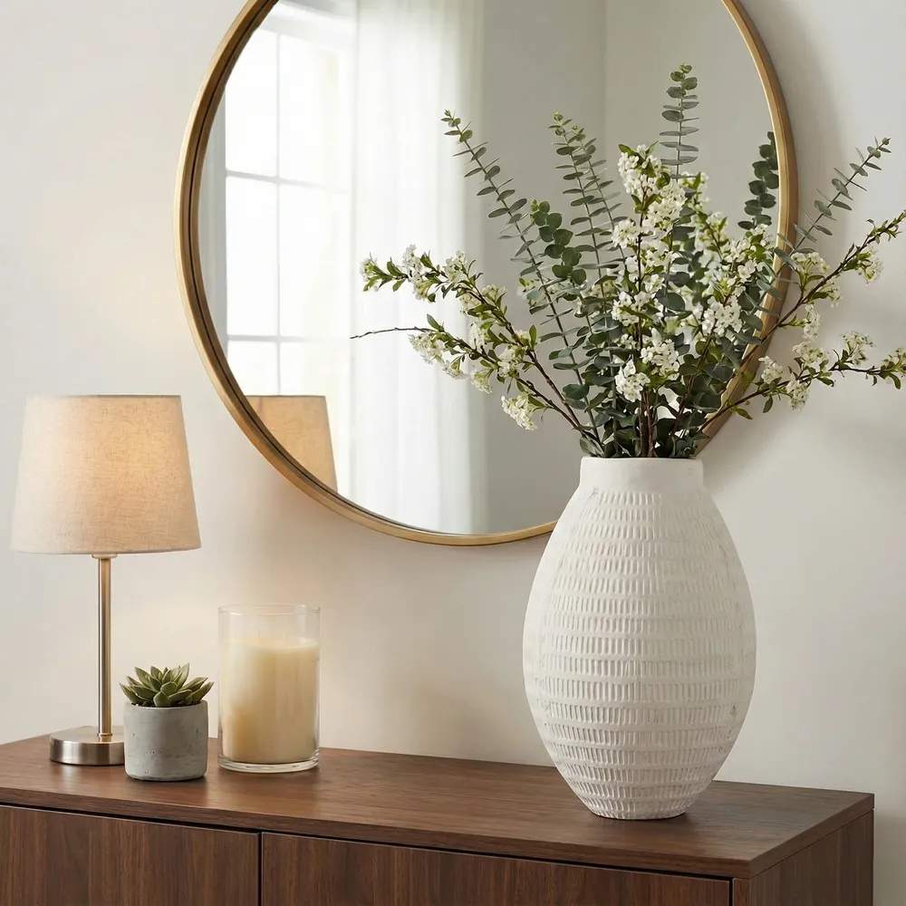 HAZENVALE WHITE VASE 17 (IN)