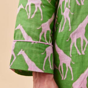 Giraffe Pink Green Cotton Night Shirt 8
