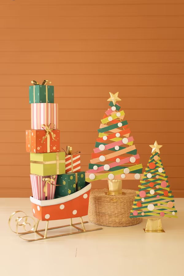 Giant Painted Metal Christmas Sleigh with Presents