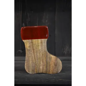 Stocking Coaster with Red Enamel 4in 2