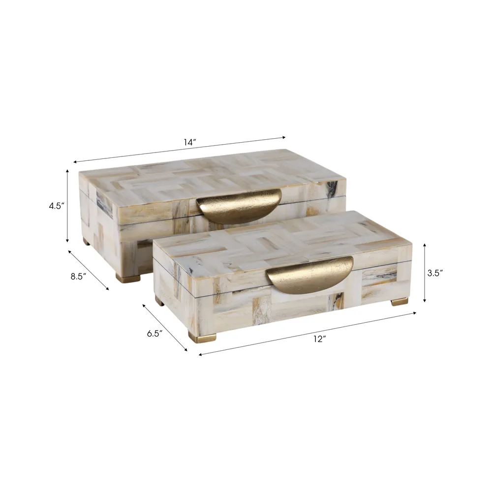 CLAXTONWORTH SET OF 2 TAN BOXES 5 (IN)