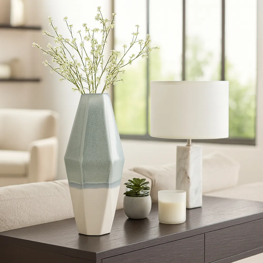 ROMANROSE BLUE VASE 22 (IN)