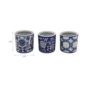 GERBERTON SET OF 3 BLUE PENCIL CUP 4 (IN) 9