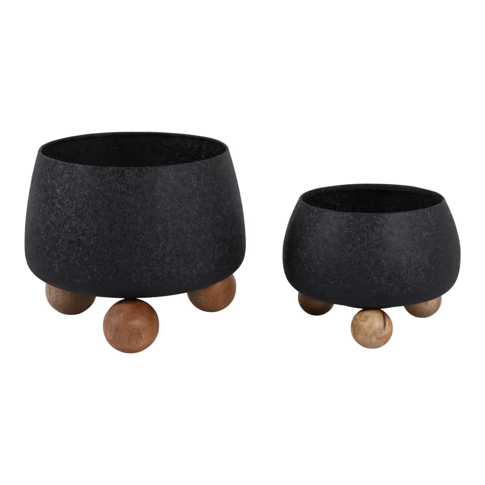 ALBAFIELD SET OF 2 BLACK PLANTER 9 (IN)