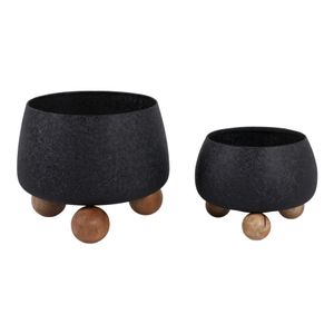 ALBAFIELD SET OF 2 BLACK PLANTER 9 (IN) 1