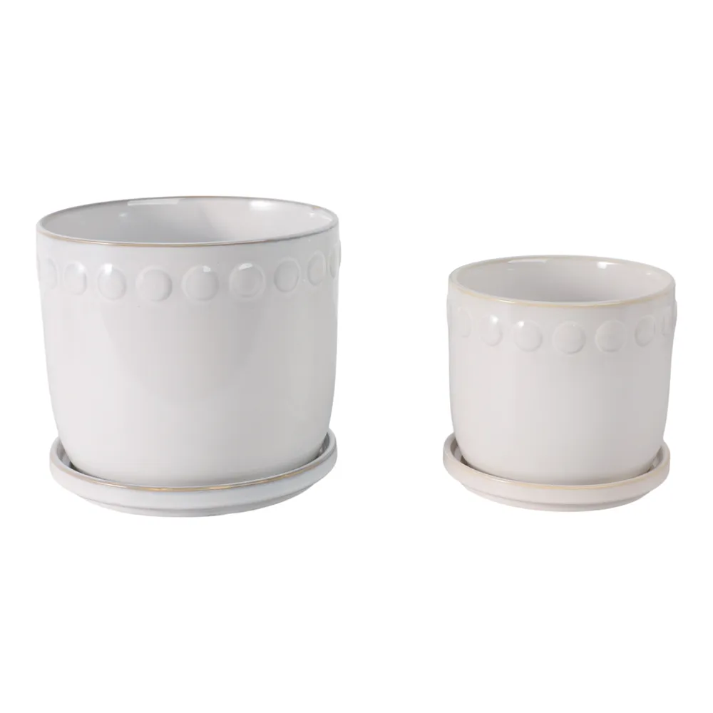 LINTONMORE SET OF 2 WHITE PLANTER 8 (IN)