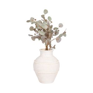 12" TRADITIONAL TEXTURED TERRACOTTA VASE, IVORY 3