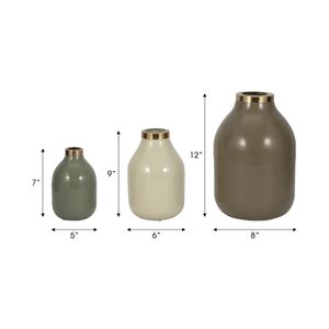 DUFFYHOLM SET OF 3 GREEN VASES 12 (IN) 8