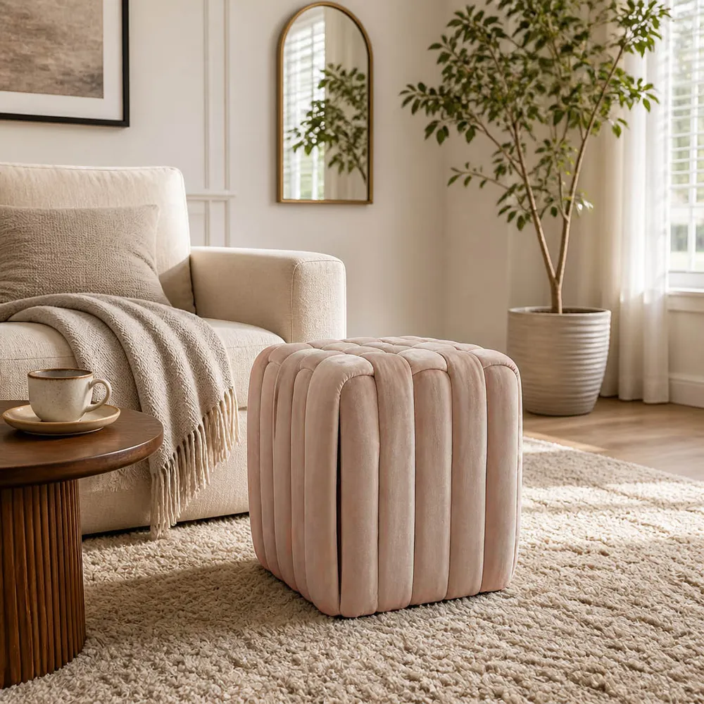 TRENTONSIDE TAN OTTOMAN 18 (IN)