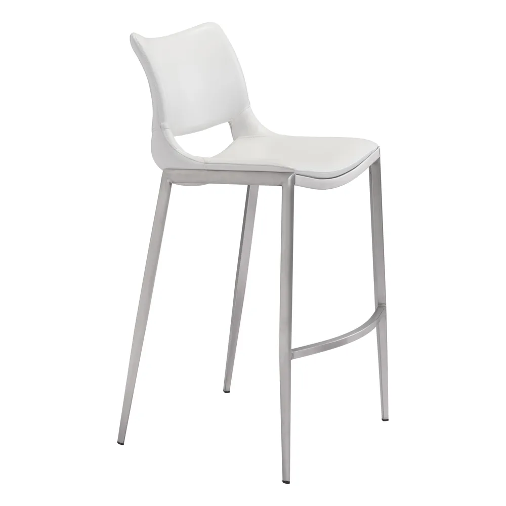 Ace Barstool White & Silver
