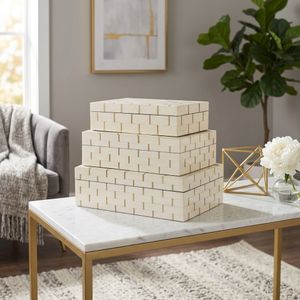 SPENCERVIEW SET OF 3 IVORY BOXES 4 (IN) 10