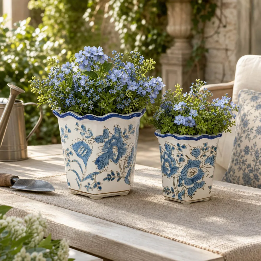 ENOCHFIELD SET OF 2 BLUE PLANTER 7 (IN)
